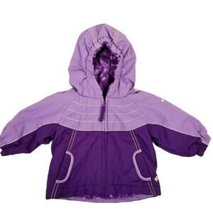 Columbia Baby Hooded Zip Front Jacket Purple Fleece Lined Size 6 Months
